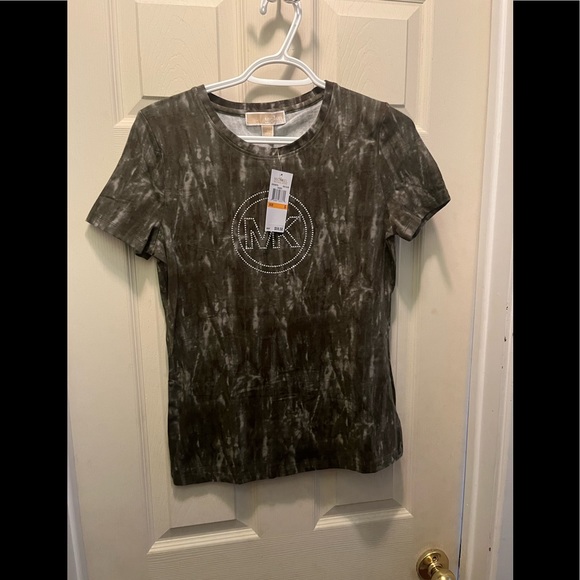 Michael kors rich olive tie dye basic tee shirt small new - Picture 1 of 3